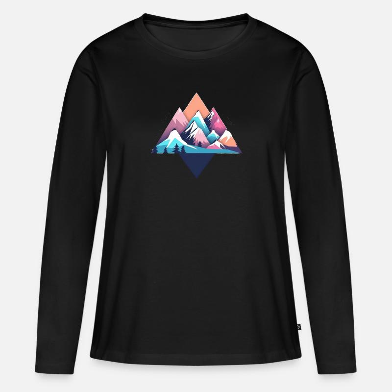 Berge - Frauen Premium Bio Langarmshirt - Schwarz
