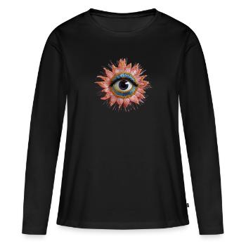 Blume Auge, Blume - Frauen Premium Bio Langarmshirt - Schwarz - Vorne - Julia (174cm)