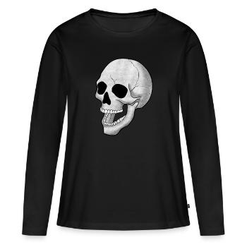 SCHÄDEL SKULL SKELETT TOTENKOPF TOD GRAB HALLOWEEN - Frauen Premium Bio Langarmshirt - Schwarz - Vorne - Julia (174cm)