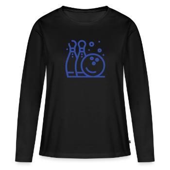 MAC Bowling - Frauen Premium Bio Langarmshirt - Schwarz - Vorne - Julia (174cm)