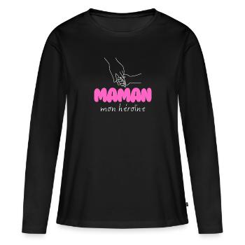 Gift - Mom My Heroine - Women's Premium Organic Long Sleeve Shirt - black - Front - Julia (174cm)