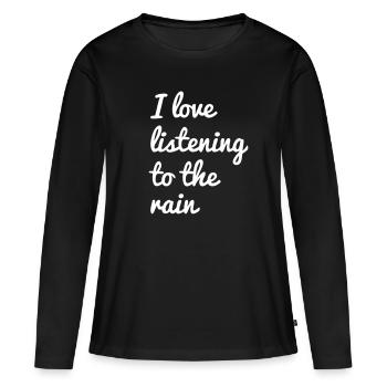 J’adore écouter la pluie Regen - T-shirt manches longues Premium bio Femme - noir - Devant - Julia (174cm)