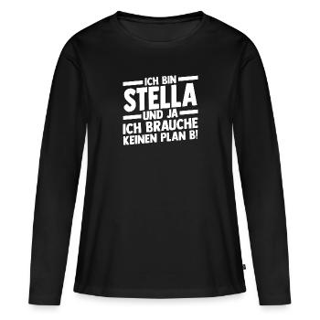 Prénom Stella - T-shirt manches longues Premium bio Femme - noir - Devant - Julia (174cm)