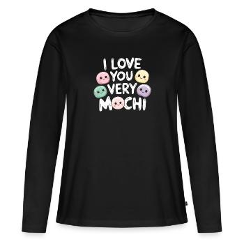Hommage tendance au mochi - T-shirt manches longues Premium bio Femme - noir - Devant - Julia (174cm)
