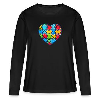 Autisme Cœur Journée de sensibilisation à l’autisme - T-shirt manches longues Premium bio Femme - noir - Devant - Julia (174cm)