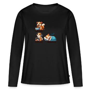 Gamer Hamster – Eat, Game, Sleep, Repeat - Women's Premium Organic Long Sleeve Shirt - black - Front - Julia (174cm)