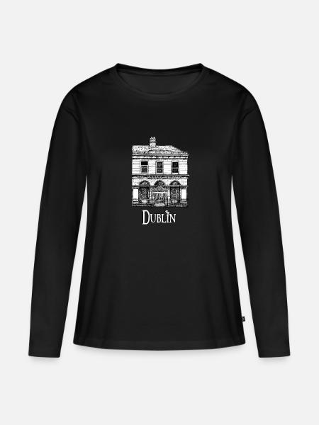 Dublin - Abbey Theatre - Frauen Premium Bio Langarmshirt - Schwarz
