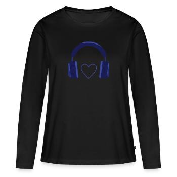 headphone - Women's Premium Organic Long Sleeve Shirt - black - Front - Julia (174cm)