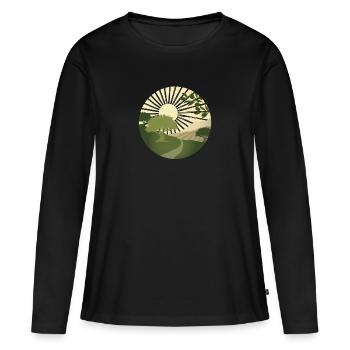 Wanderung vorbei an uralten Olivenbäumen - Frauen Premium Bio Langarmshirt - Schwarz - Vorne - Julia (174cm)