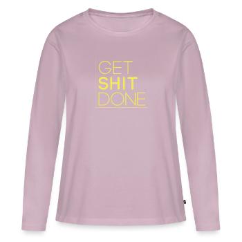 Get shit done - T-shirt manches longues Premium bio Femme - rose poudré - Devant - Julia (174cm)