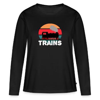 trains locomotive à vapeur locomotive à vapeur enfants - T-shirt manches longues Premium bio Femme - noir - Devant - Julia (174cm)