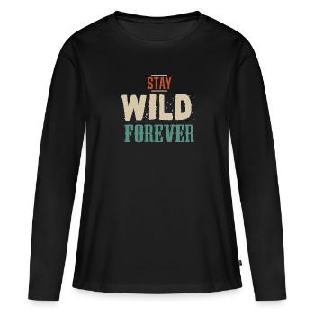 stay wild forever sauvage slogan 403 A - T-shirt manches longues Premium bio Femme - noir - Devant - Julia (174cm)