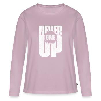 N’abandonnez jamais - T-shirt manches longues Premium bio Femme - rose poudré - Devant - Julia (174cm)