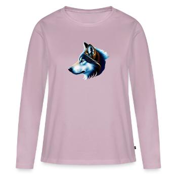 Loup - T-shirt manches longues Premium bio Femme - rose poudré - Devant - Julia (174cm)