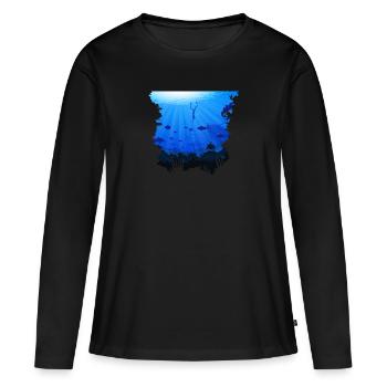 Freedive Diving Apnoe Deep Seas Underwater Diver - Frauen Premium Bio Langarmshirt - Schwarz - Vorne - Julia (174cm)