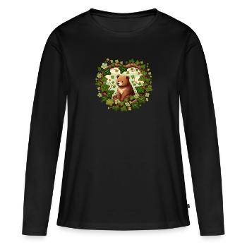 Ours brun - T-shirt manches longues Premium bio Femme - noir - Devant - Julia (174cm)