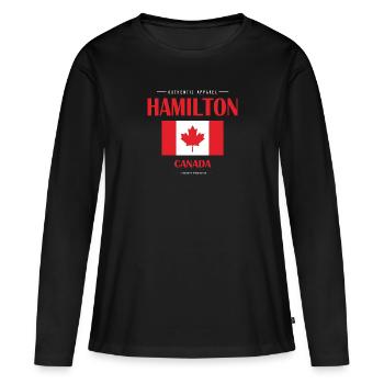 Hamilton - T-shirt manches longues Premium bio Femme - noir - Devant - Julia (174cm)