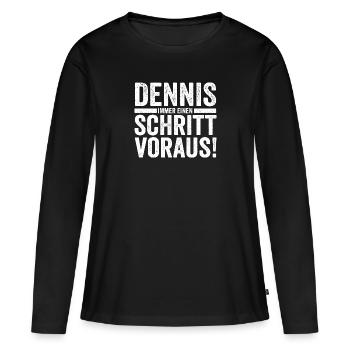 Vorname Dennis - Frauen Premium Bio Langarmshirt - Schwarz - Vorne - Julia (174cm)