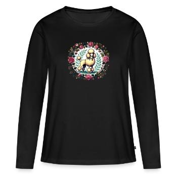 Caniche - T-shirt manches longues Premium bio Femme - noir - Devant - Julia (174cm)
