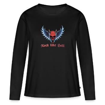 Wing Devil 2024 03 - T-shirt manches longues Premium bio Femme - noir - Devant - Julia (174cm)