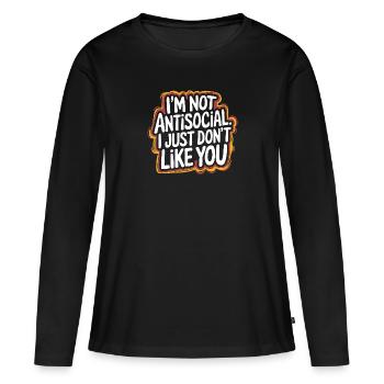 Gardez vos distances – opinion honnête - T-shirt manches longues Premium bio Femme - noir - Devant - Julia (174cm)