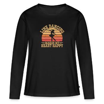 Pure joy of line dancing - Women's Premium Organic Long Sleeve Shirt - black - Front - Julia (174cm)