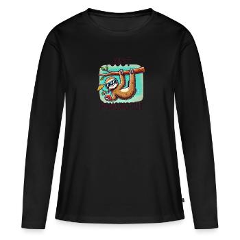 Just Hanging Out – Relaxed as a sloth - Women's Premium Organic Long Sleeve Shirt - black - Front - Julia (174cm)