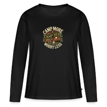 Camping Vibes – Stay, Explore, Relax ⛺ - Frauen Premium Bio Langarmshirt - Schwarz - Vorne - Julia (174cm)