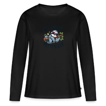 Mode veille activé 🌙😴 - Paresseux - T-shirt manches longues Premium bio Femme - noir - Devant - Julia (174cm)