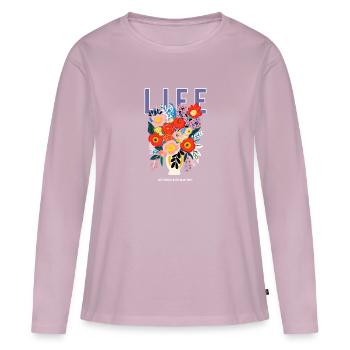 Leben Blumen - Frauen Premium Bio Langarmshirt - Altrosa - Vorne - Julia (174cm)