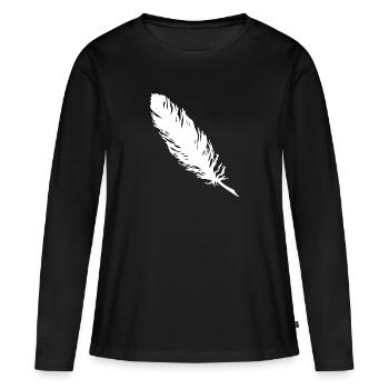 Feder - Frauen Premium Bio Langarmshirt - Schwarz - Vorne - Julia (174cm)