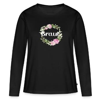 Braut Blumen idee Junggesellenabschied Braut - Frauen Premium Bio Langarmshirt - Schwarz - Vorne - Julia (174cm)