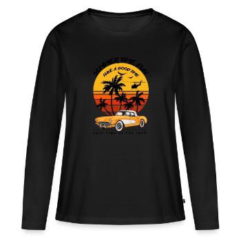 Heure d’été Fun-Sentiment d’été - T-shirt manches longues Premium bio Femme - noir - Devant - Julia (174cm)