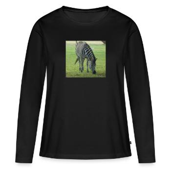 Close up of Zebra - Women's Premium Organic Long Sleeve Shirt - black - Front - Julia (174cm)