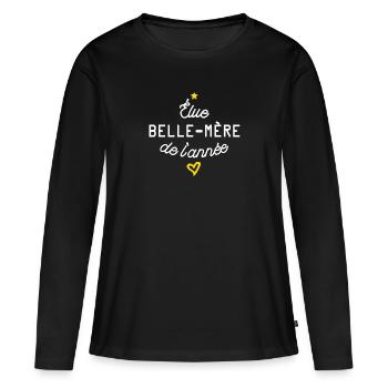 elue belle mère de l année - T-shirt manches longues Premium bio Femme - noir - Devant - Julia (174cm)