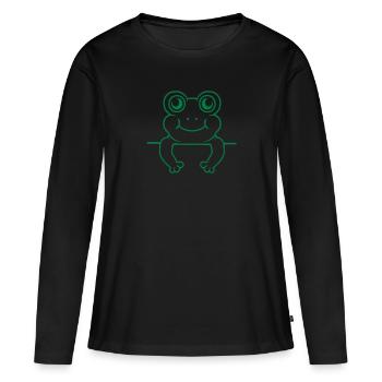 Wall Frog Shield Comic - T-shirt manches longues Premium bio Femme - noir - Devant - Julia (174cm)