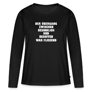 Der Übergang zwischen besinnlich und besoffen - Frauen Premium Bio Langarmshirt - Schwarz - Vorne - Julia (174cm)