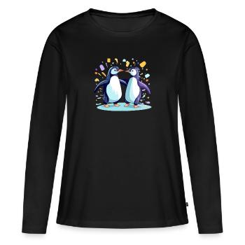 Iki and biki the penguins - Women's Premium Organic Long Sleeve Shirt - black - Front - Julia (174cm)