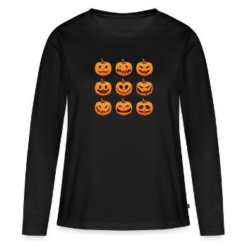 Citrouille - T-shirt manches longues Premium bio Femme - noir - Devant - Julia (174cm)