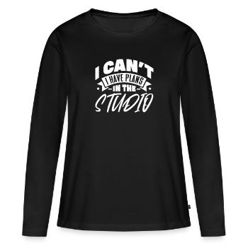 Je ne peux pas avoir de plans en studio - T-shirt manches longues Premium bio Femme - noir - Devant - Julia (174cm)