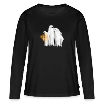 Spooky Season Ghosts Couple with Lantern - Women's Premium Organic Long Sleeve Shirt - black - Front - Julia (174cm)