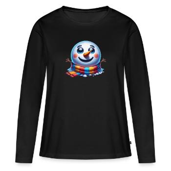 Neige très amusante ! T-shirt bonhomme de neige pour les jours de givre - T-shirt manches longues Premium bio Femme - noir - Devant - Julia (174cm)