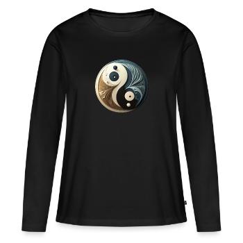 yin yang abstrait - symbole chinois - équilibre - T-shirt manches longues Premium bio Femme - noir - Devant - Julia (174cm)