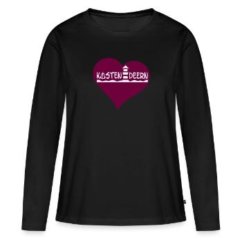 Küstendeern Lila Herz - Frauen Premium Bio Langarmshirt - Schwarz - Vorne - Julia (174cm)