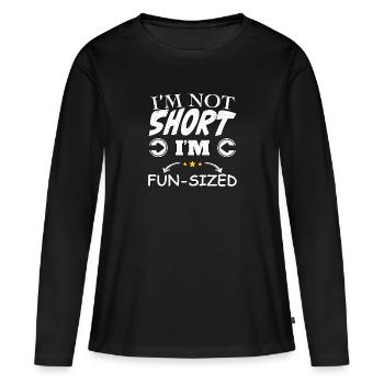 Je ne suis pas petit, je suis de taille amusante - T-shirt manches longues Premium bio Femme - noir - Devant - Julia (174cm)