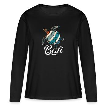 Bali - Indonésie - Tortue - T-shirt manches longues Premium bio Femme - noir - Devant - Julia (174cm)