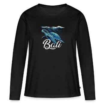 Bali - Indonésie - Tortue - T-shirt manches longues Premium bio Femme - noir - Devant - Julia (174cm)