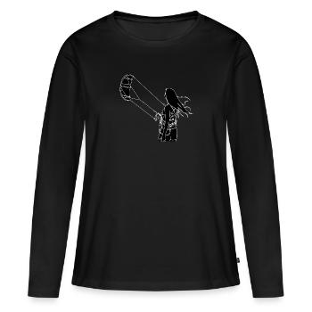 Kitegirl black and white - Women's Premium Organic Long Sleeve Shirt - black - Front - Julia (174cm)