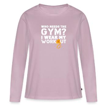 Who Needs The Gym I Wear My Workout Sousaphone - Frauen Premium Bio Langarmshirt - Altrosa - Vorne - Julia (174cm)