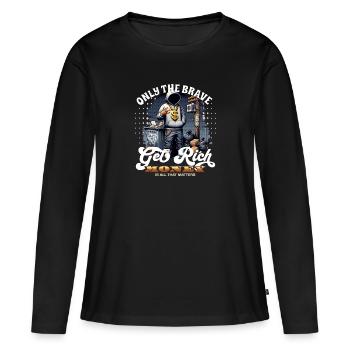Seuls les courageux s’enrichissent - T-shirt manches longues Premium bio Femme - noir - Devant - Julia (174cm)